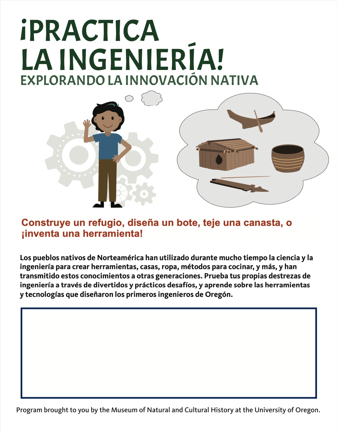 Screenshot of fillable Engineer It! event flyer in Spanish