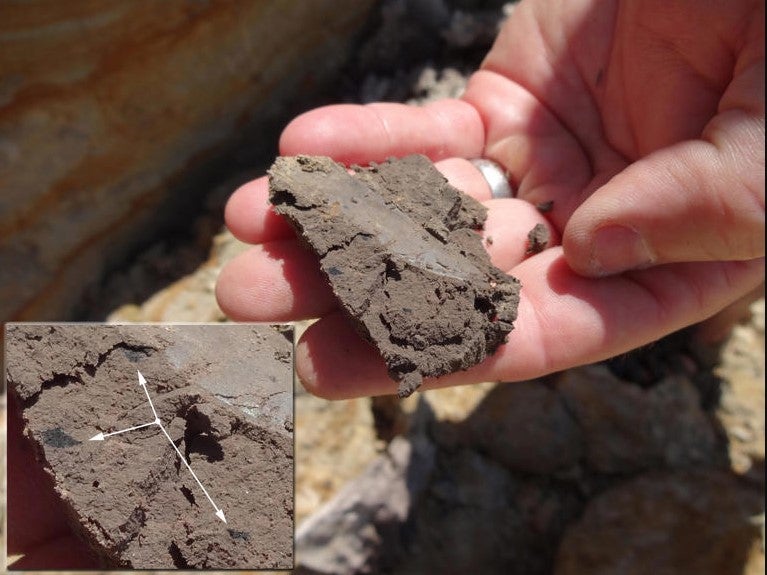 Tool artifact still covered in dirt.