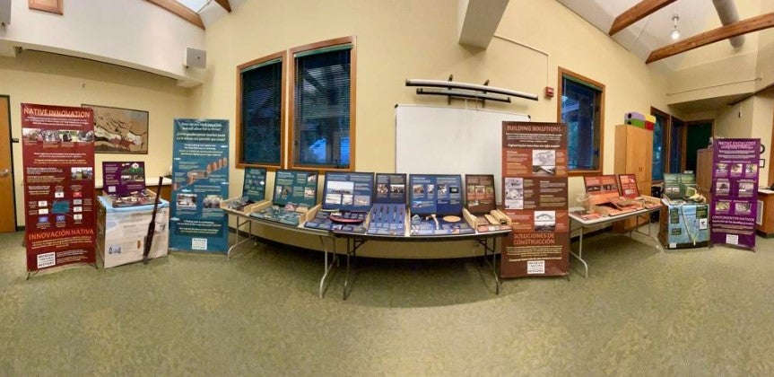 Native Innovation activity tables set up inside a classroom.