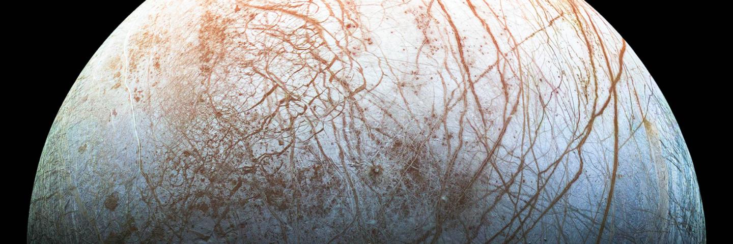 Europa, a moon of Jupiter, covered in ice