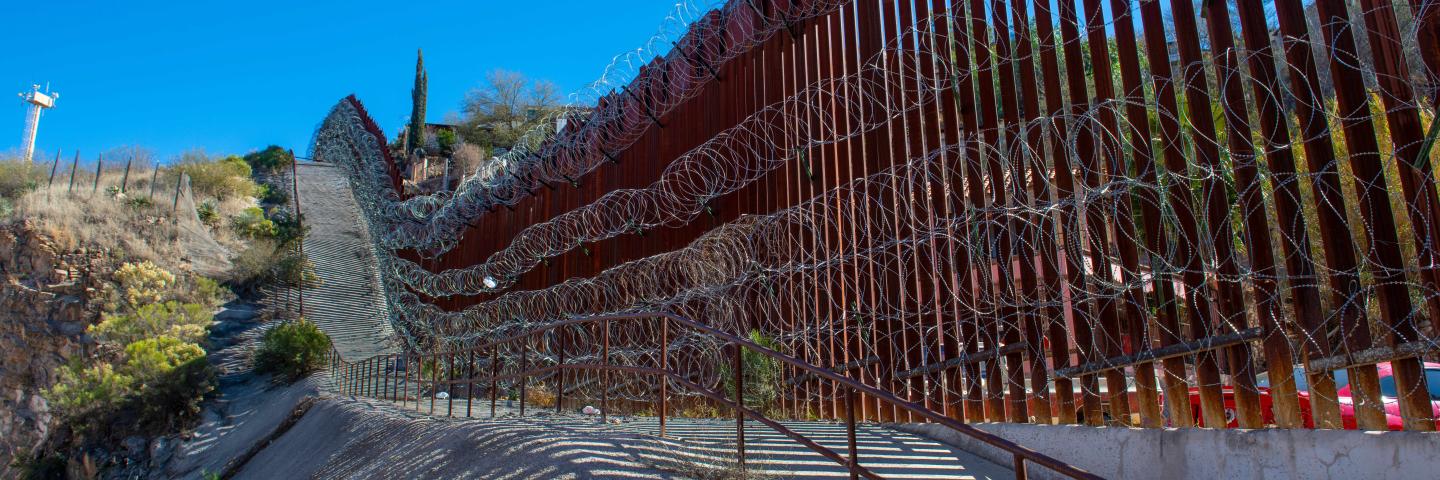 Barbed wire fence in Nogales, Arizona