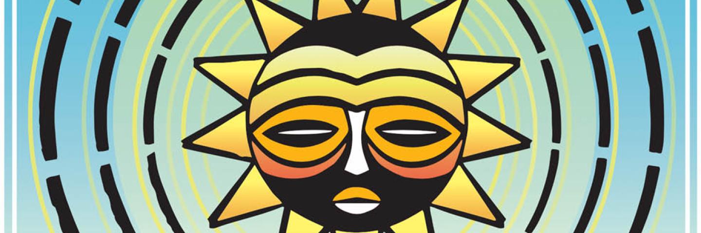 A painting of a sun with a face, from Steph Littlebird