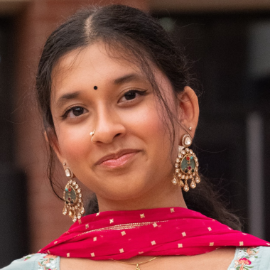 Indian woman in sari smiles