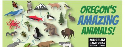Oregon's Amazing Animals poster showing animals past and present_English