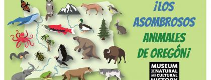 Oregon's Amazing Animals poster showing animals past and present_Spanish