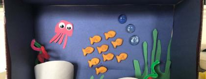 A diorama craft depicting life under the ocean