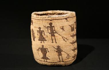 Cylindrical Bag, with scenes from Columbia River life