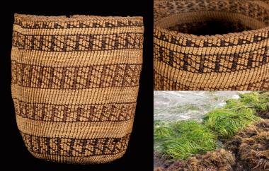 Twined basket and sea grass