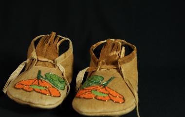 Beaded Moccasins with orange flowers