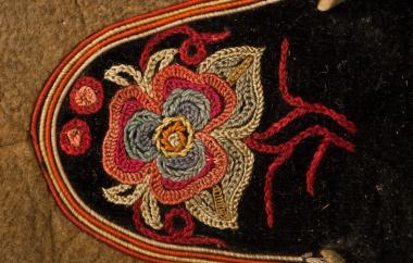 Embroidered moccasins, detail