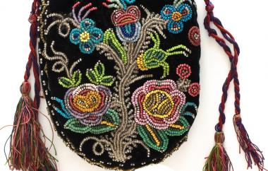 Beaded Velvet Drawstring Bag, side two