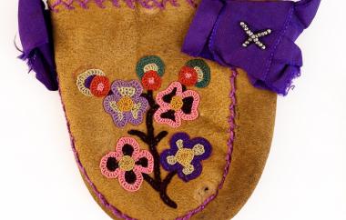 Embroidered Leather Bag, side one