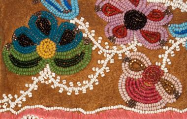 Leather Jacket with Beaded Yoke and Velvet Collar, detail