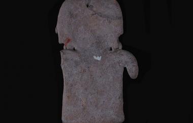 Male Human Figurine (back). Chupícuaro, Mexico, Late Preclassic period (500 – 0 B.C.E.) Cat. #3-458. Height 6 in, width 2 ¾ in, depth 5/8 in.