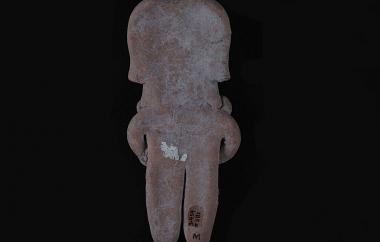 Female Human Figurine (back). Chupícuaro, Mexico, Late Preclassic period (500 – 0 B.C.E.) Cat. #3-459. Height 4 in, width 1 ¾ in, depth 5/8 in.
