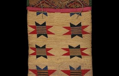 Cornhusk bag with flap closure (side one)