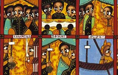 Painting on Parchment: The Legend of King Solomon and the Queen of Sheba Detail