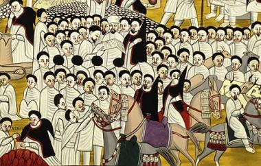 Painting on Canvas: Market Scene Detail