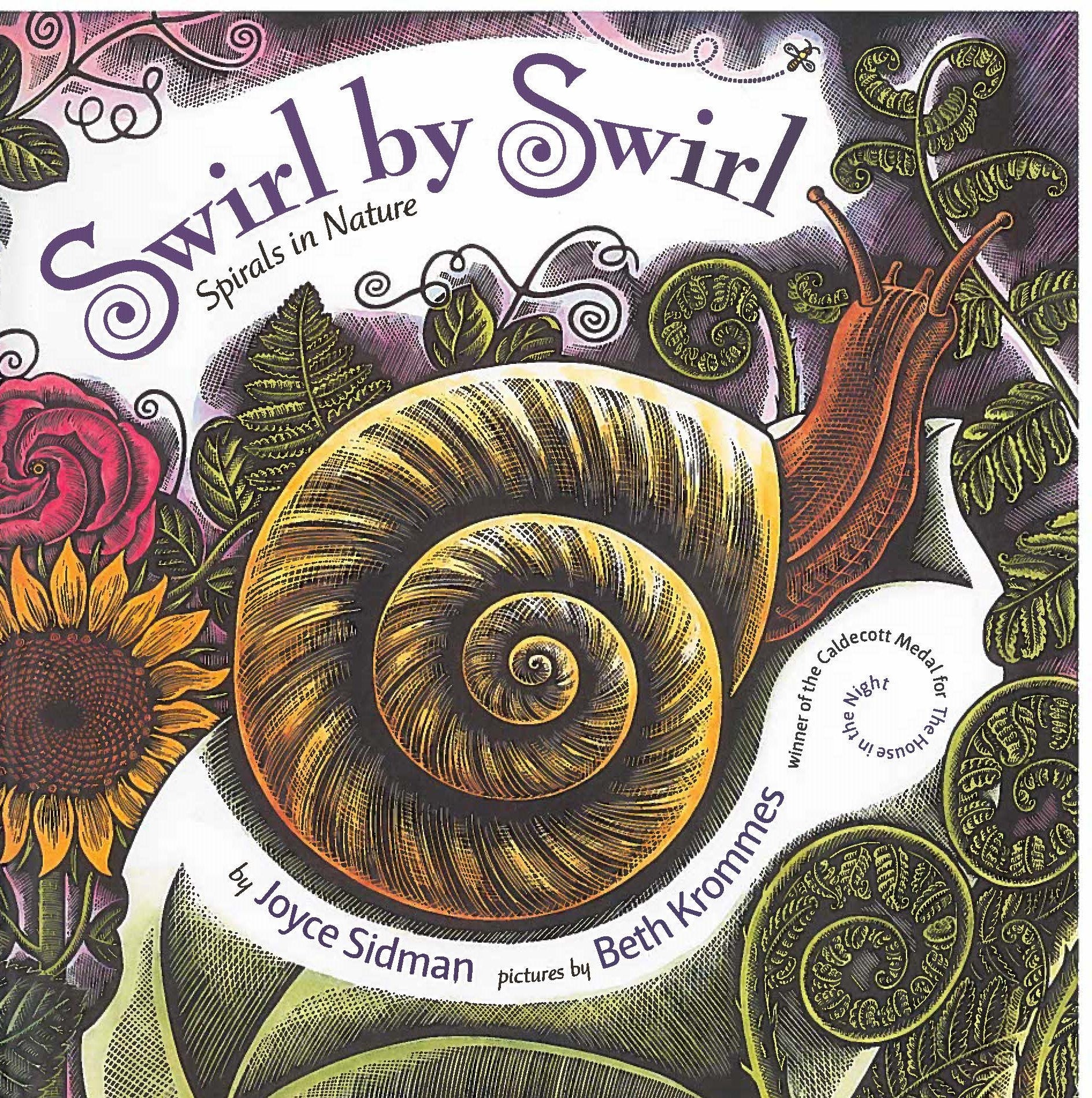 Swirl by Swirl book cover, showing a photo of a colorful snail surrounded by flowers