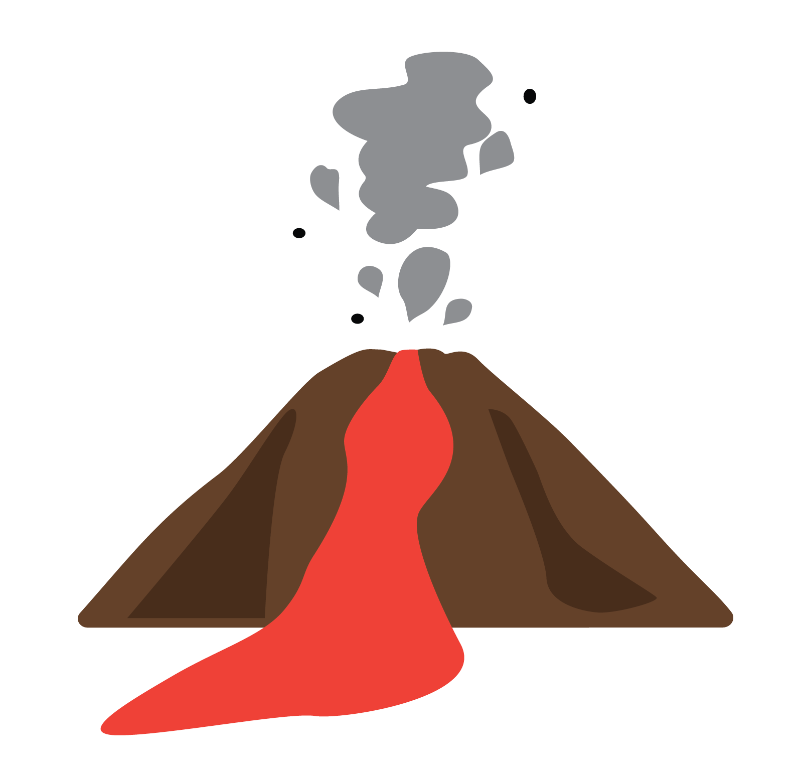 Drawing of a volcano erupting.