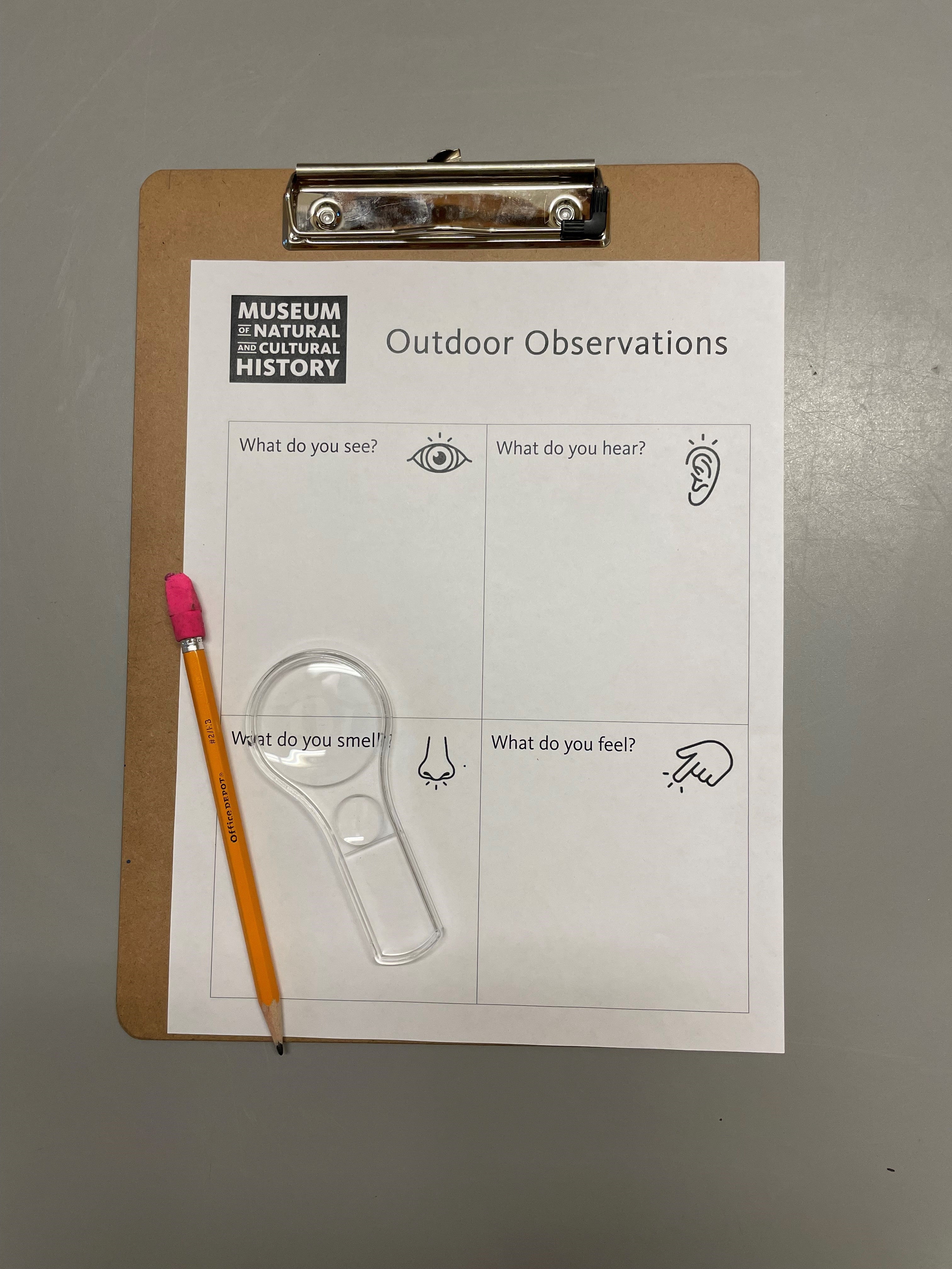 The outdoor observations sheet