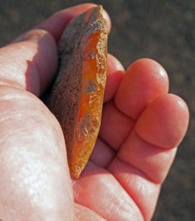 Orange agate tool from Rimrock Draw