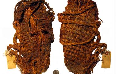 Multiple Warp sandal - closed diagonal twine