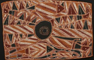 Lizards and fish, Milingimbi Northeast, Arnhem Land 23.25" x 15.5", Cat. No. 6-40